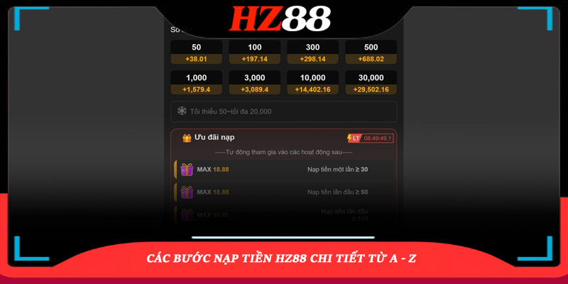 các câu hỏi xoay quanh nạp tiền hz88